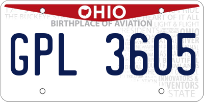 OH license plate GPL3605