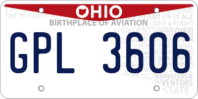 OH license plate GPL3606