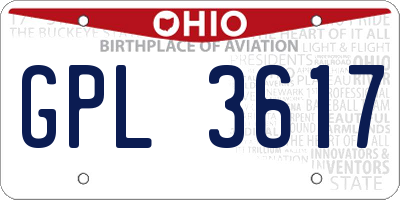 OH license plate GPL3617