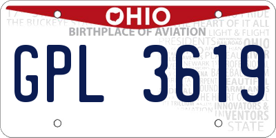 OH license plate GPL3619