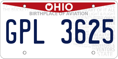 OH license plate GPL3625