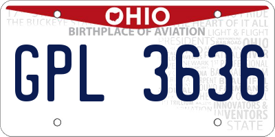 OH license plate GPL3636