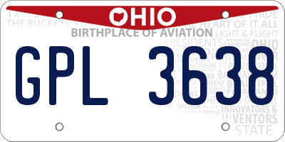 OH license plate GPL3638