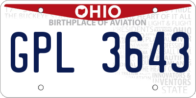 OH license plate GPL3643