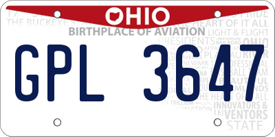 OH license plate GPL3647