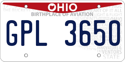 OH license plate GPL3650