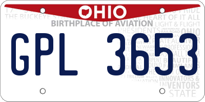 OH license plate GPL3653