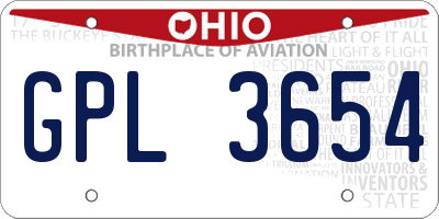 OH license plate GPL3654