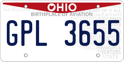 OH license plate GPL3655