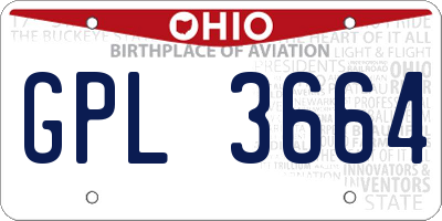 OH license plate GPL3664