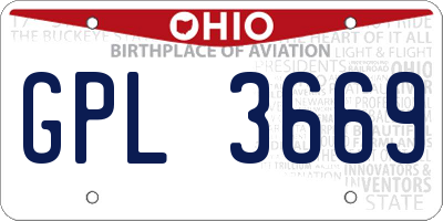 OH license plate GPL3669