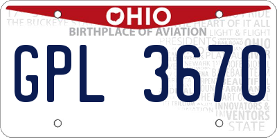 OH license plate GPL3670