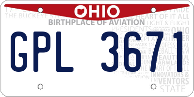 OH license plate GPL3671