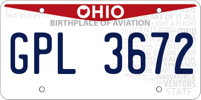 OH license plate GPL3672
