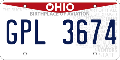 OH license plate GPL3674