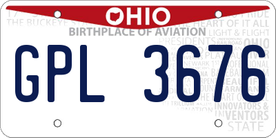 OH license plate GPL3676