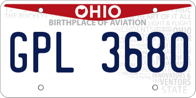 OH license plate GPL3680