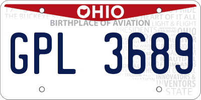 OH license plate GPL3689