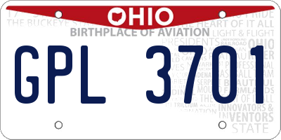 OH license plate GPL3701