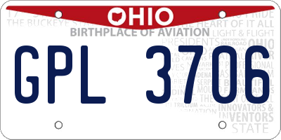 OH license plate GPL3706