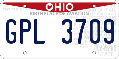 OH license plate GPL3709