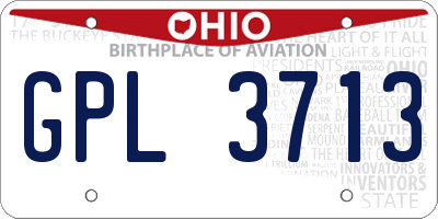 OH license plate GPL3713