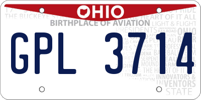 OH license plate GPL3714
