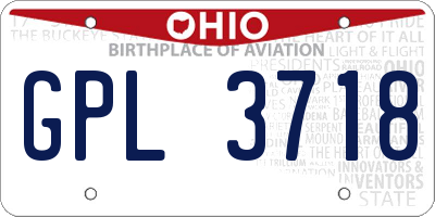 OH license plate GPL3718