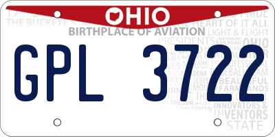 OH license plate GPL3722