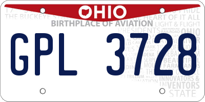 OH license plate GPL3728