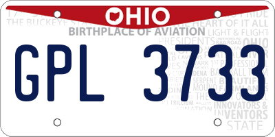 OH license plate GPL3733