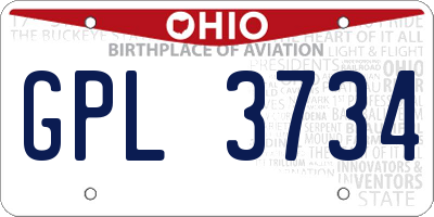 OH license plate GPL3734