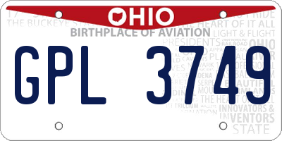 OH license plate GPL3749