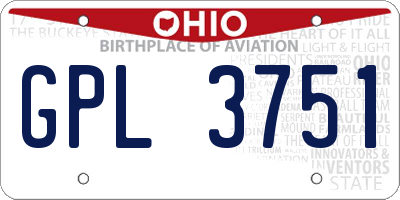 OH license plate GPL3751