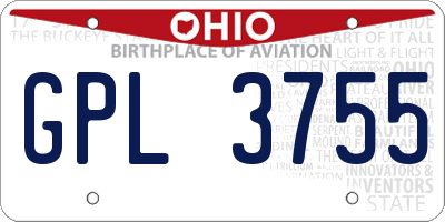 OH license plate GPL3755