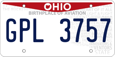 OH license plate GPL3757