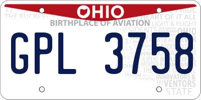 OH license plate GPL3758