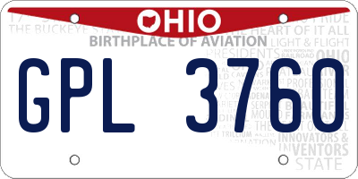 OH license plate GPL3760