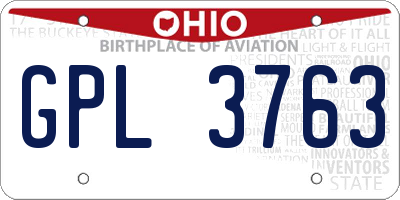 OH license plate GPL3763