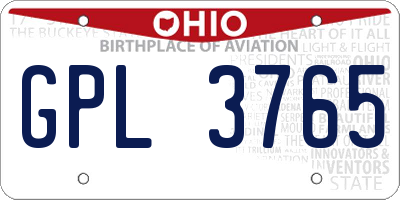 OH license plate GPL3765