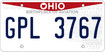 OH license plate GPL3767