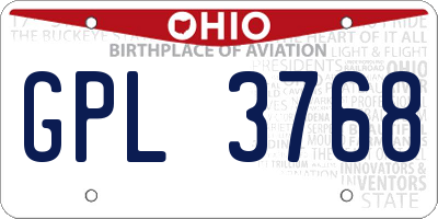 OH license plate GPL3768