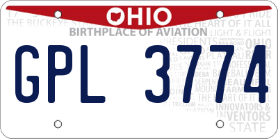 OH license plate GPL3774