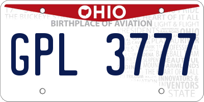 OH license plate GPL3777