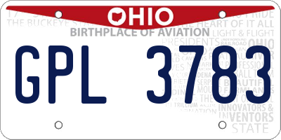 OH license plate GPL3783