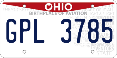 OH license plate GPL3785