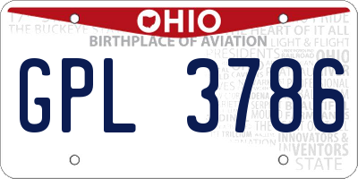 OH license plate GPL3786