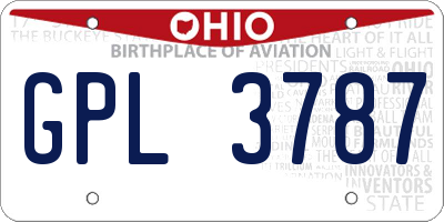 OH license plate GPL3787