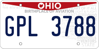 OH license plate GPL3788