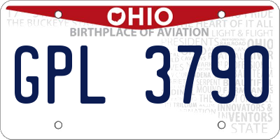 OH license plate GPL3790